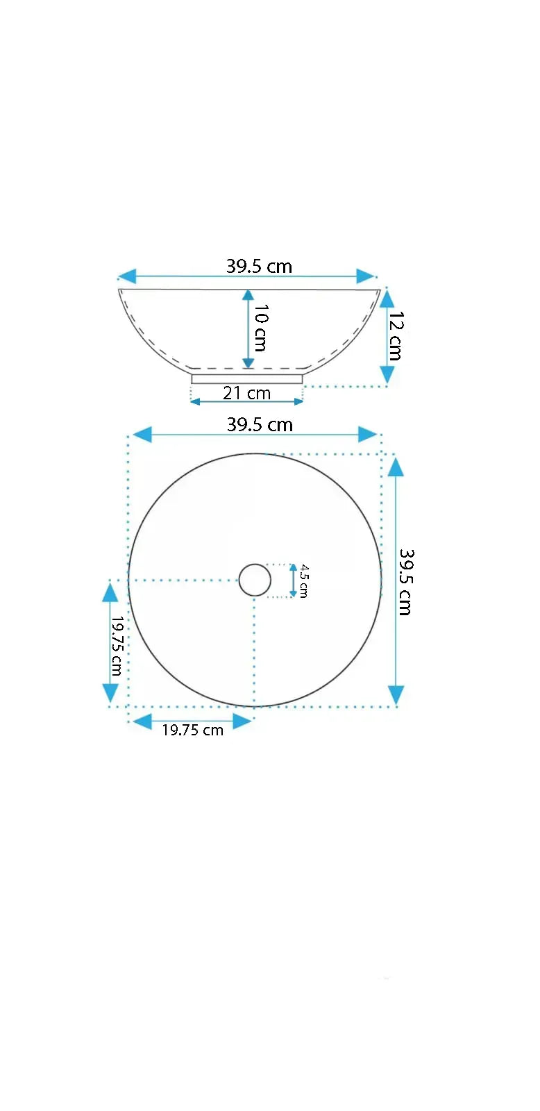 Lavoar pe blat rotund ceramic alb - A435H