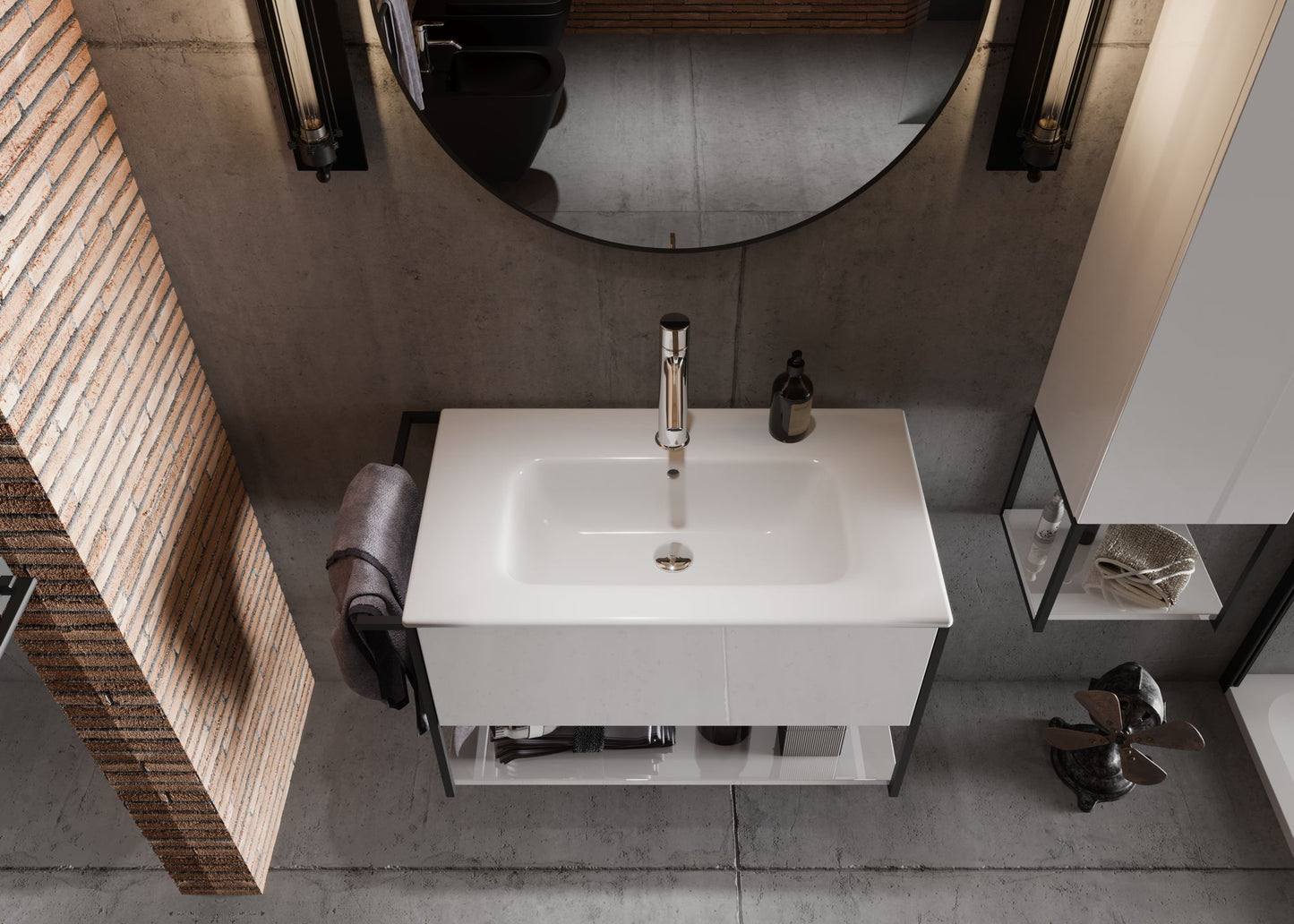 Mobilier de baie suspendat Lov, White www.CasaDeco.ro