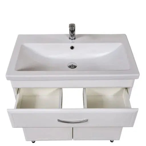 Mobilier de baie pe pardoseală cu sertar Decor, Alb Aqua Rodos