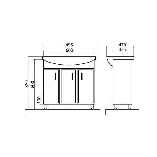 Mobilier de baie pe pardoseală Decor, Alb Aqua Rodos