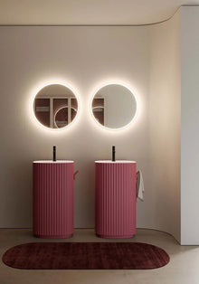 Runder LED Badezimmerspiegel H-2112 mit Acrylrahmen – Ø50 cm, 3 Lichtfarben, Anti-Beschlag, Touch