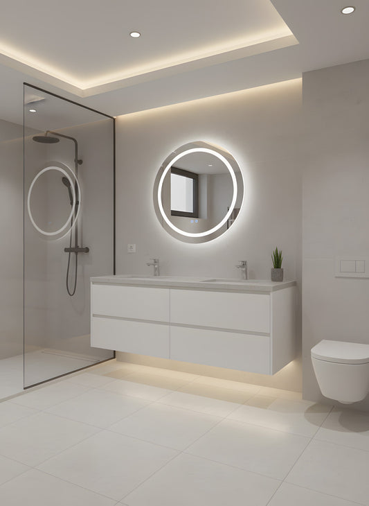 Runder LED-Badezimmerspiegel H-2011 mit 3 Lichtfarben, Anti-Beschlag und Touch-Control