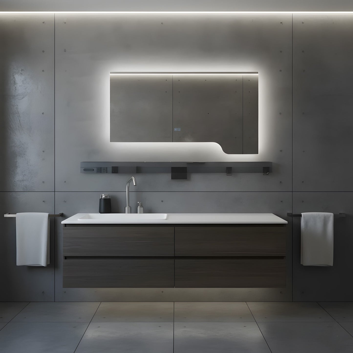 Moderner LED Badezimmerspiegel mit Ablage – Stil trifft Funktion