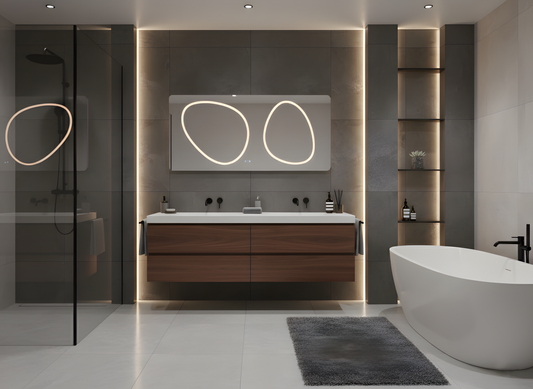 LED-Badezimmerspiegel H-1125 mit 3 Lichtfarben und Infrarotsensor