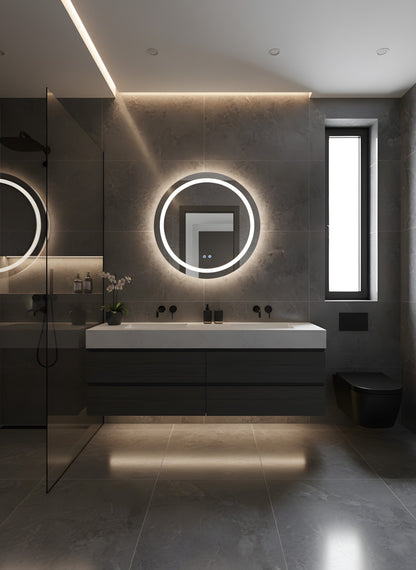 Runder LED-Badezimmerspiegel H-2011 mit 3 Lichtfarben, Anti-Beschlag und Touch-Control