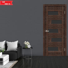 Ușă interior Rino 16 European Chestnut- cu sticlă decorativă, complet echipată Omis