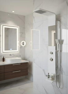 Panel de Duș Modern Alb Lucios – Design Minimalist cu Duș Fix și Accesorii Incluse