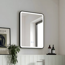 LED Badezimmerspiegel H-1110 mit schwarzem Aluminiumrahmen und Anti-Beschlag – 60x80 cm, Touch,