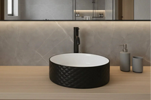 Lavoar rotund ceramic 787-CBKW-MRS – exterior negru texturat, interior alb lucios