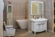 Mobilier de baie pe pardoseală Mikella, Alb+Crom Aqua Rodos