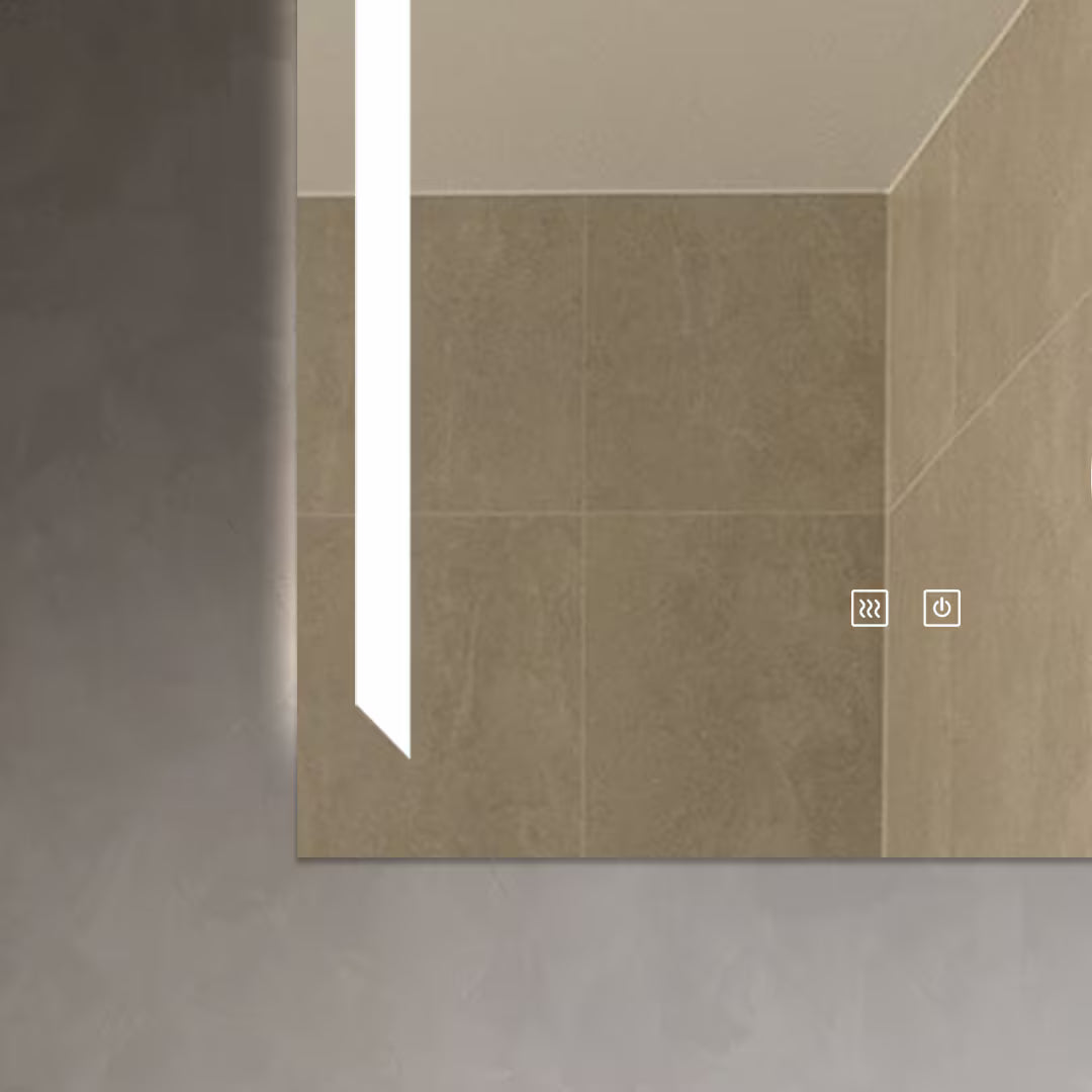 LED-Badspiegel H-1041B mit Kosmetiklupe, 3 Lichtfarben, Antibeschlag und Touch-Control