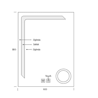 LED-Badspiegel H-1041B mit Kosmetiklupe, 3 Lichtfarben, Antibeschlag und Touch-Control
