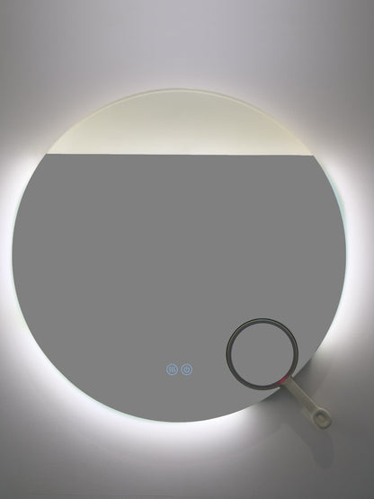 Runder LED-Badezimmerspiegel H-2003 mit COB-Beleuchtung, Anti-Beschlag, 3 Lichtfarben und Kosmetiklupe