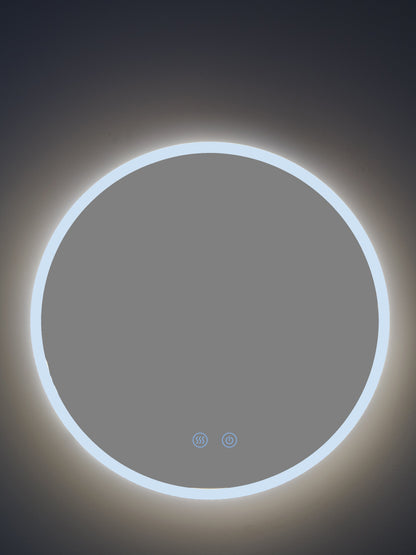 Runder LED Badezimmerspiegel H-2112 mit Acrylrahmen – Ø50 cm, 3 Lichtfarben, Anti-Beschlag, Touch