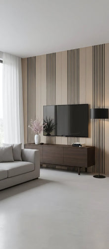 Panou riflaj decorativ Vertical Line S1DV-01 – nuc închis cu accente negre