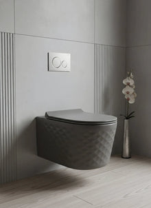 Premium Hänge-WC Rimless – Grau Matt 3D