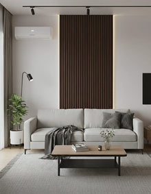 Panou riflaj decorativ Deep Walnut 001 – nuc închis intens cu fundal negru