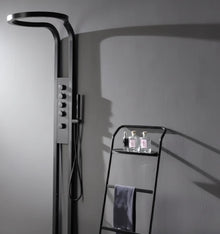 Panel de Duș Black Round – Design Modern cu Duș Tip Cascadă și Funcții Multiple