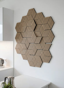 Panou riflaj decorativ, hexagonal – stejar natur XYPT-07