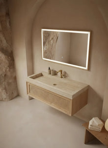 Badmöbel-Set aus Naturholz mit LED-Spiegel – modernes & hochwertiges Design