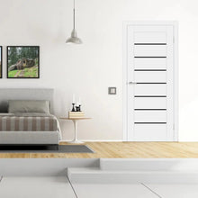 Ușă Deco 10 White Silk Mat cu sticlă neagră-cu toc reglabil Omis